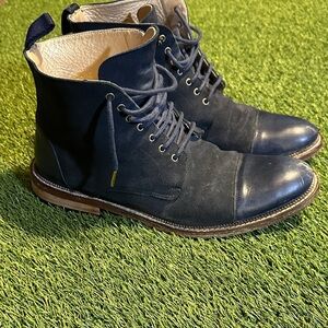 Taft Mens Navy Lace-Up Boots